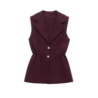 Sia | Sleeveless Blazer Purple Fitted Tailored Double Breasted