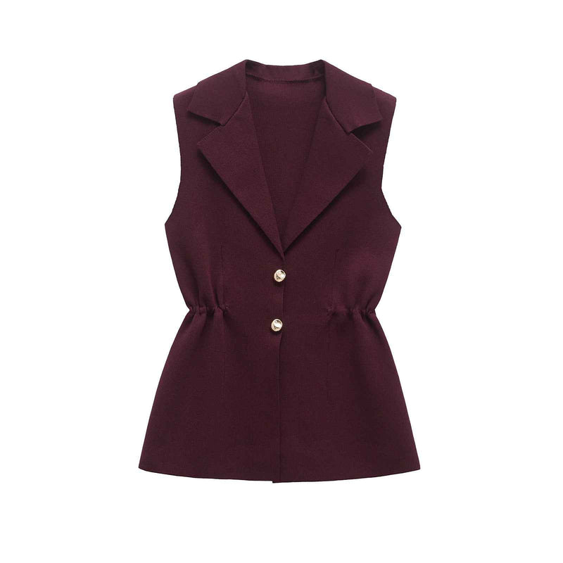 Sia | Sleeveless Blazer Purple Fitted Tailored Double Breasted