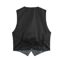 Lyra | Smart Casual Tailored Blazer Grey Pinstripe Sleeveless Fitted