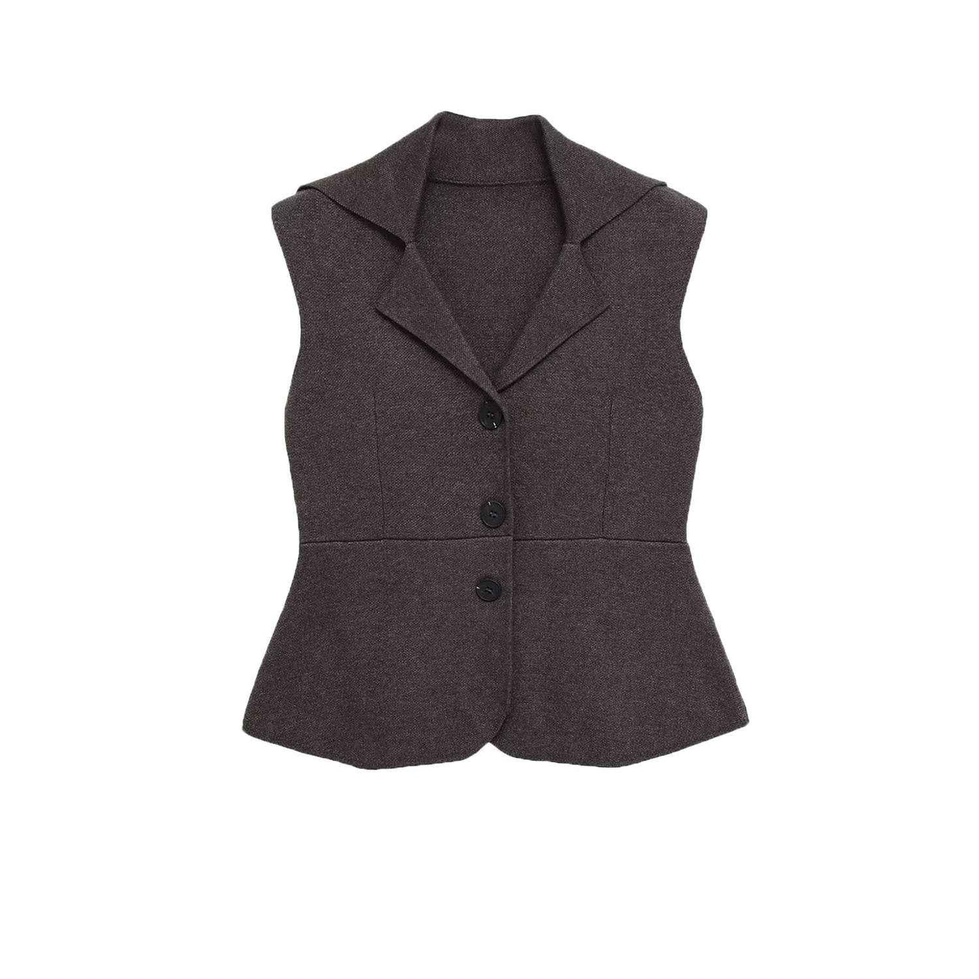 Stella | Smart Casual Sleeveless Blazer Brown Tailored Peplum