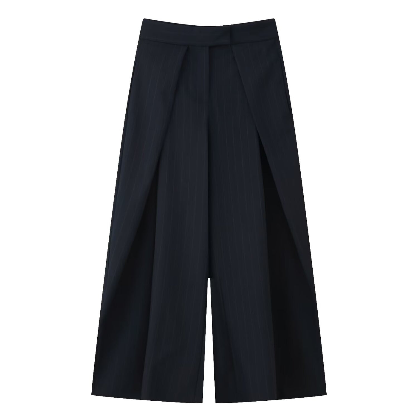 Maya | High-Waist Pleated Wide-Leg Trousers with Layered Front Panel