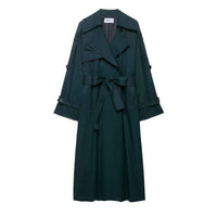 Elise | Smart Casual Belted Trench Coat Green Long