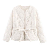 Thea | Autumn Quilted Jacket Brown Belted Zip Up Padded