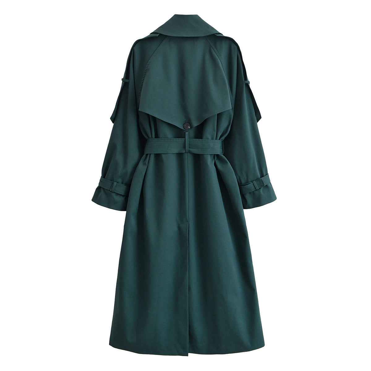 Luisa | Elegant Double Breasted Trench Coat Green Long
