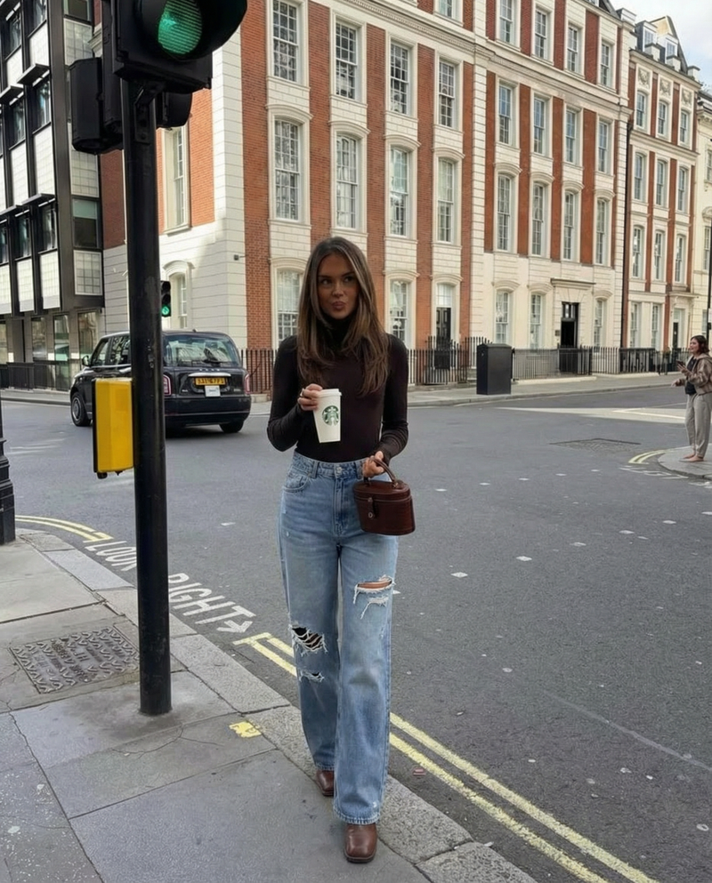 Abigail | High Waist Wide Leg Distressed Jeans