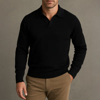Enzo | Men's Knitted Long Sleeve Open Collar Polo Jumper