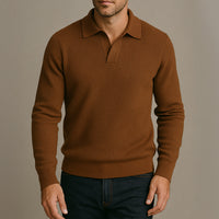 Enzo | Men's Knitted Long Sleeve Open Collar Polo Jumper