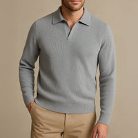 Enzo | Men's Knitted Long Sleeve Open Collar Polo Jumper