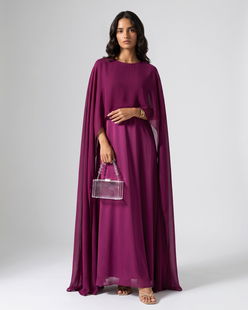 Tayma | Draped Sleeve Maxi Abaya