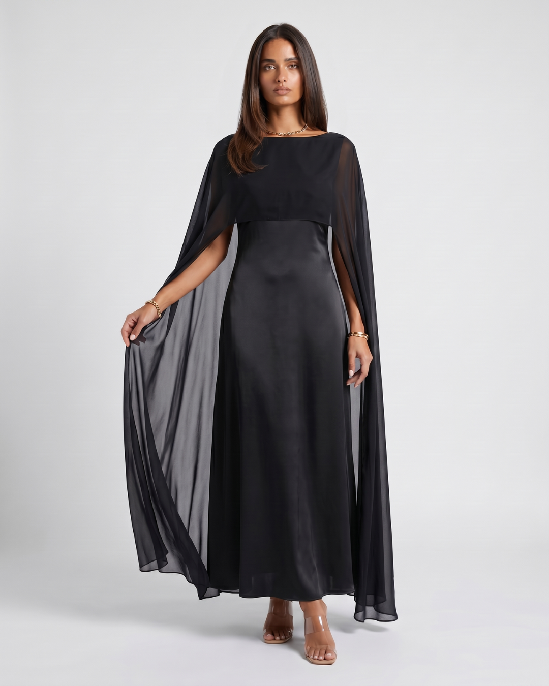 Tayma | Draped Sleeve Maxi Abaya