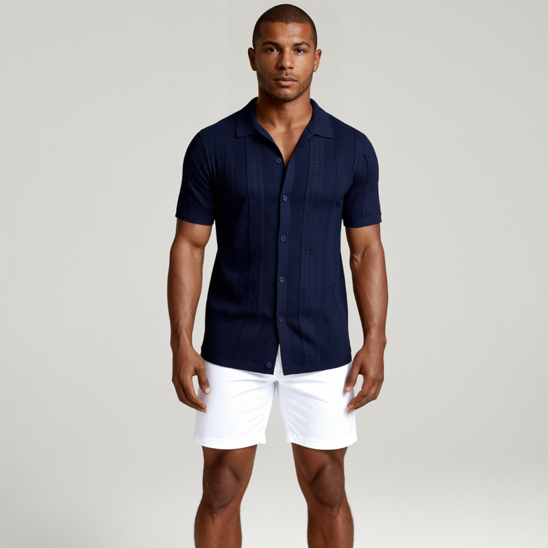 Troy | Knitted Button-Down Short Sleeve Summer Shirt