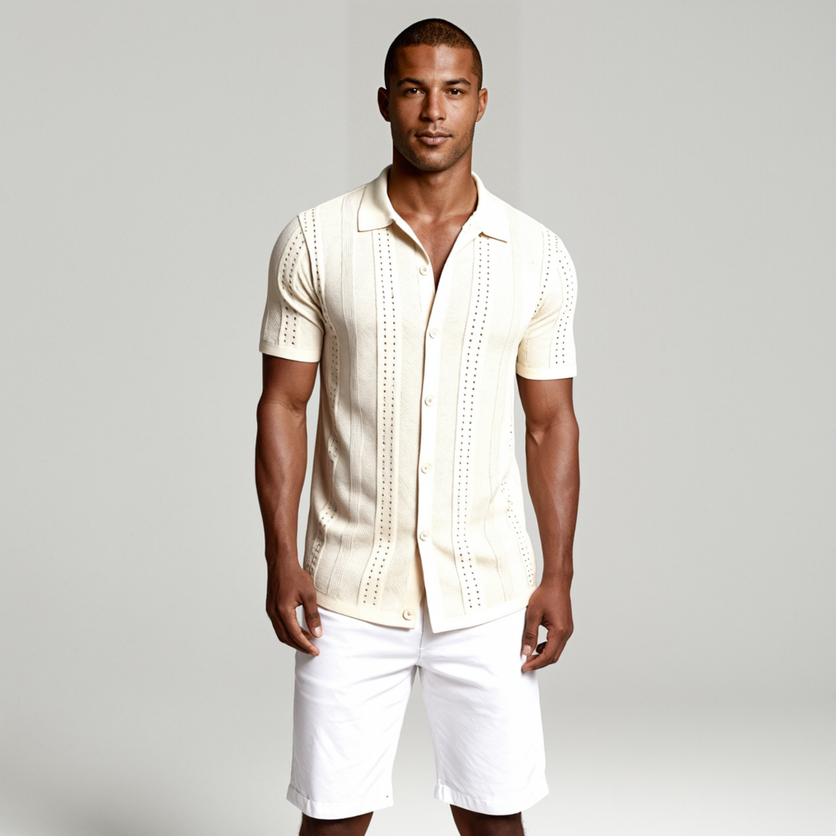 Troy | Knitted Button-Down Short Sleeve Summer Shirt