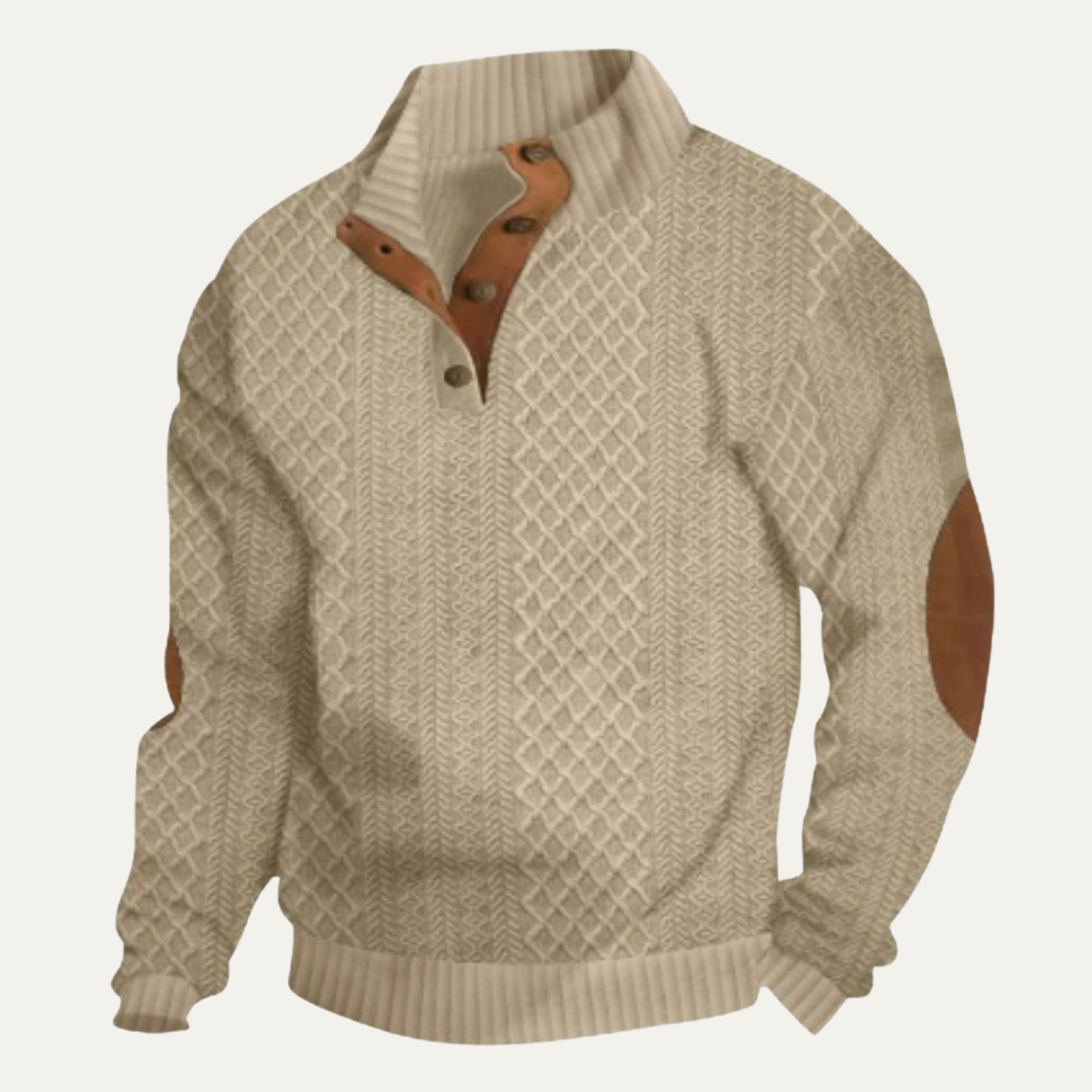 Mario | Cable Knit Waffle Texture High Collar Jumper
