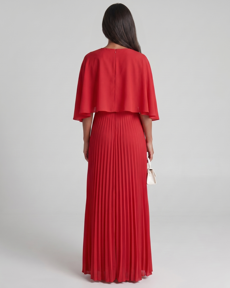 Veda | Pleated High Neck Maxi Dress