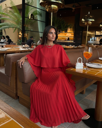Veda | Pleated High Neck Maxi Dress