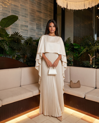 Veda | Pleated High Neck Maxi Dress