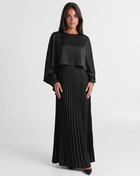 Veda | Pleated High Neck Maxi Dress