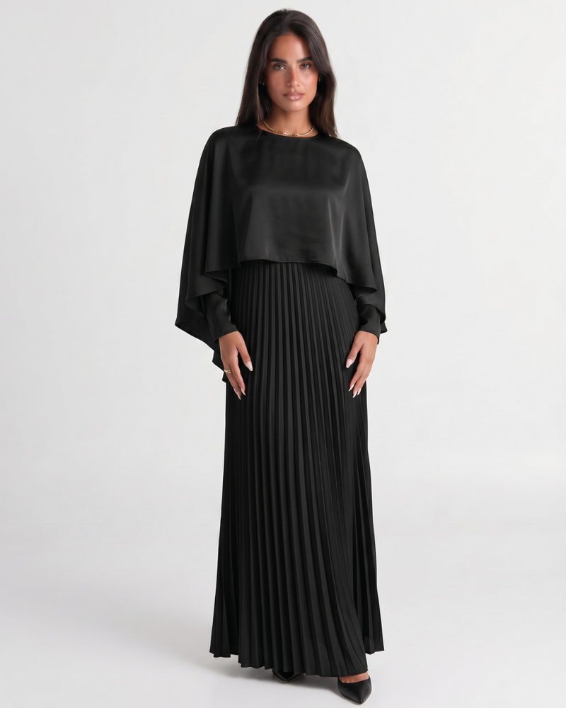 Veda | Pleated High Neck Maxi Dress