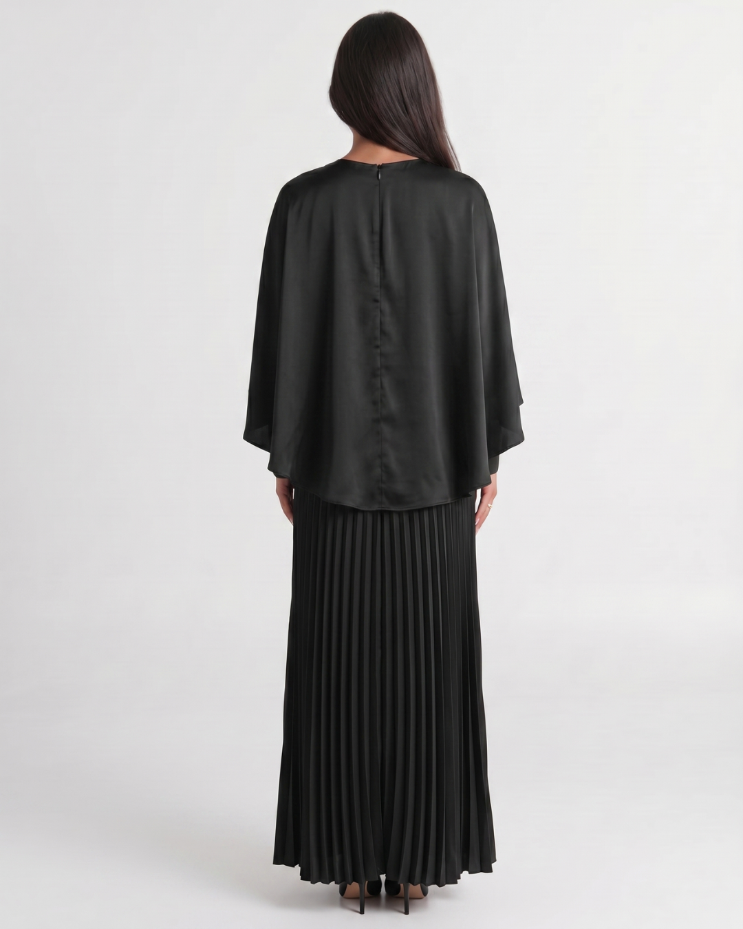 Veda | Pleated High Neck Maxi Dress
