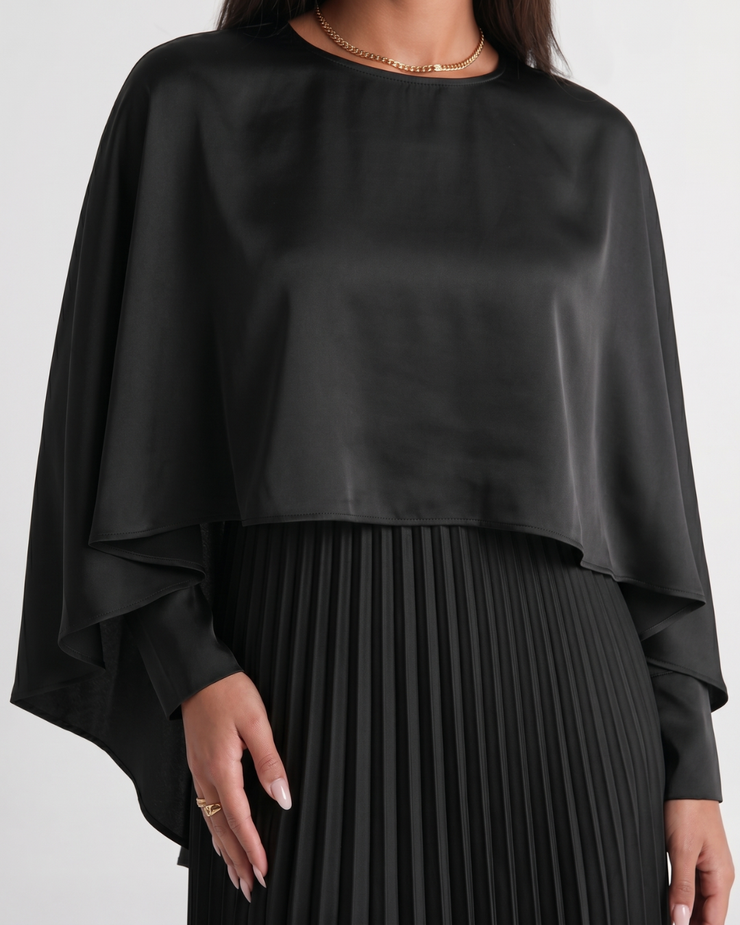Veda | Pleated High Neck Maxi Dress