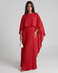 Veda | Pleated High Neck Maxi Dress