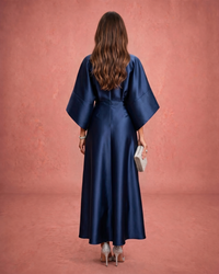 Verbera | Wide Sleeve Satin Finish Maxi Dress