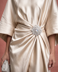 Verbera | Wide Sleeve Satin Finish Maxi Dress