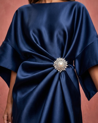 Verbera | Wide Sleeve Satin Finish Maxi Dress