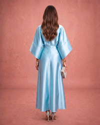 Verbera | Wide Sleeve Satin Finish Maxi Dress