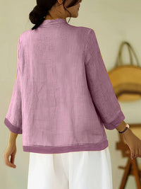 Sylvie women's linen mandarin collar shirt, additional view 5