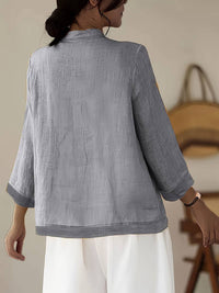 Sylvie women's linen mandarin collar shirt, additional view 2