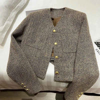 Faustine | Women's Cropped Button-Front Jacket Brown