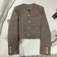 Faustine | Women's Cropped Button-Front Jacket Brown