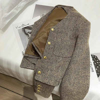 Faustine | Women's Cropped Button-Front Jacket Brown