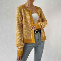 Blanche | Women's Yellow Button-Front Long Sleeve Cardigan