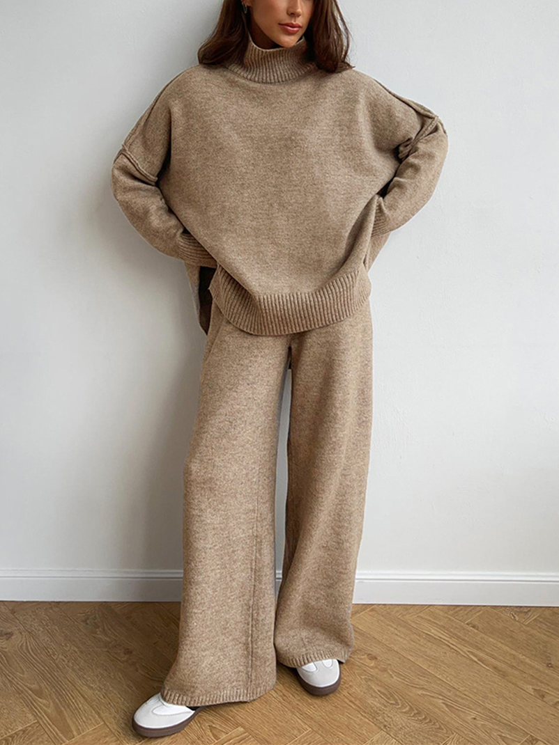 Isabeau | Women's Oversized Two Piece Set Beige and Brown