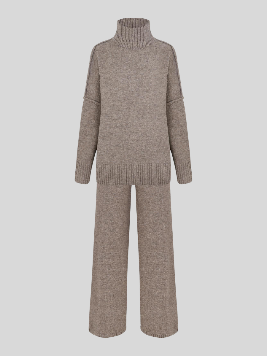 Isabeau | Women's Oversized Two Piece Set Beige and Brown