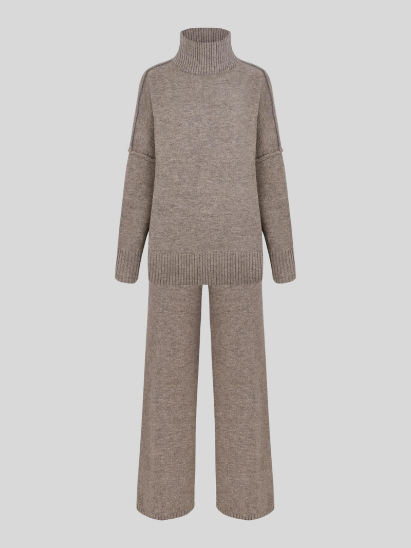 Isabeau | Women's Oversized Two Piece Set Beige and Brown
