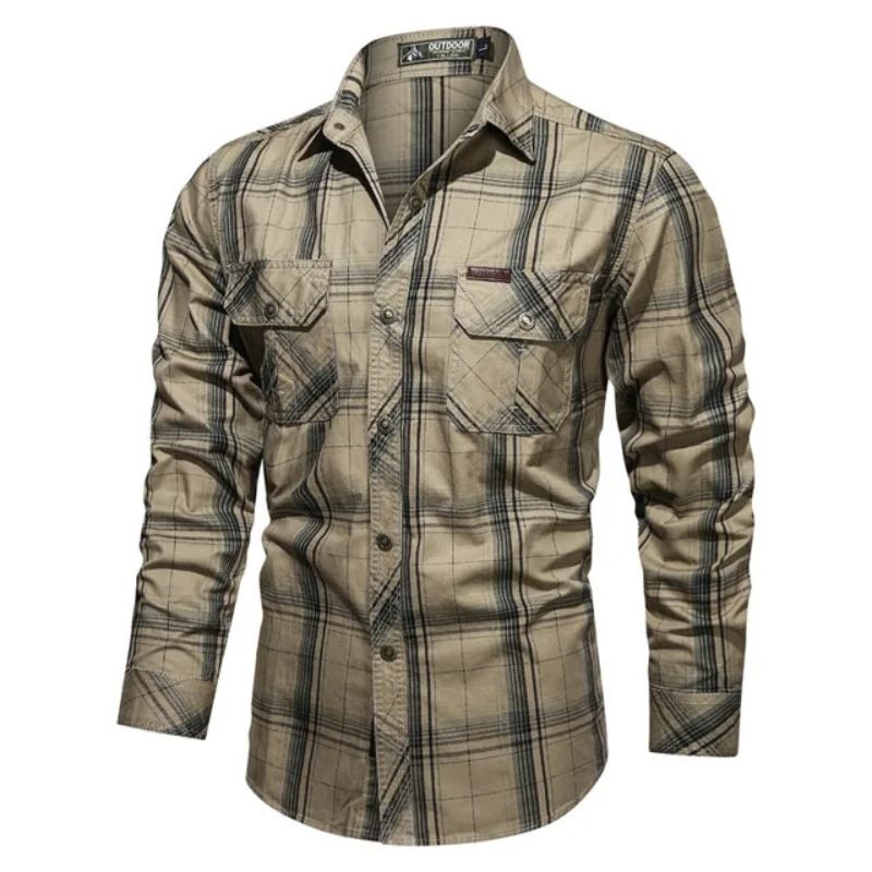 Compton flannel shirt in Khaki (Long Sleeves)