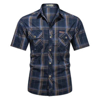 Compton flannel shirt in Blue (Short Sleeves)