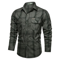 Compton flannel shirt in Army Green (Long Sleeves)