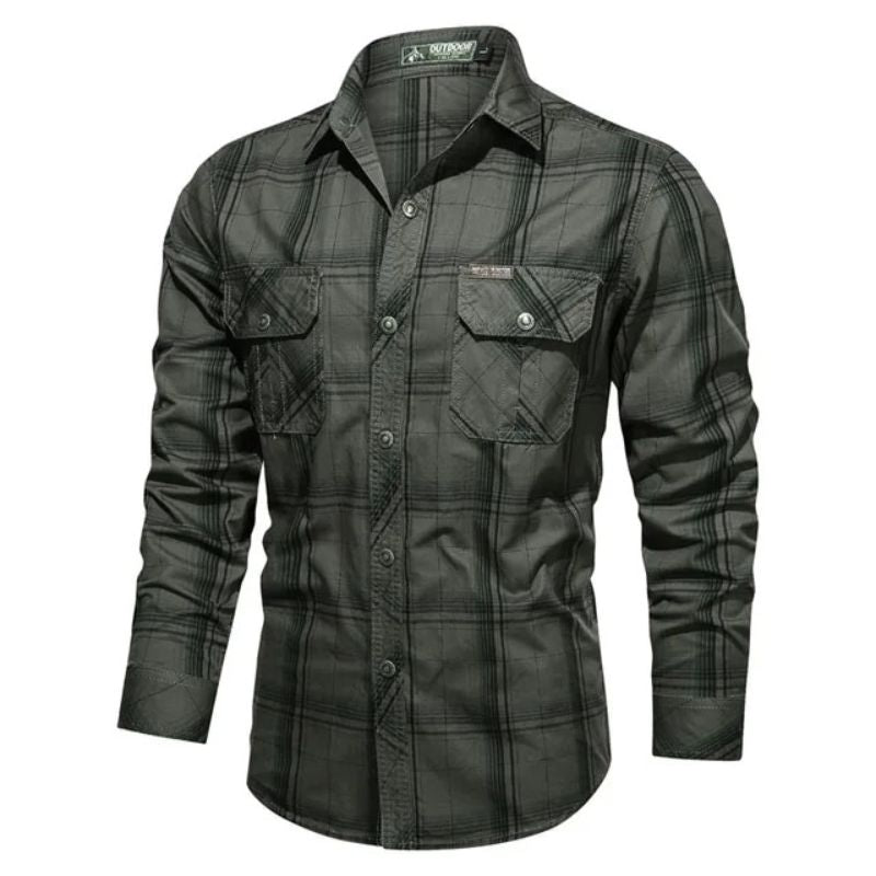 Compton flannel shirt in Army Green (Long Sleeves)