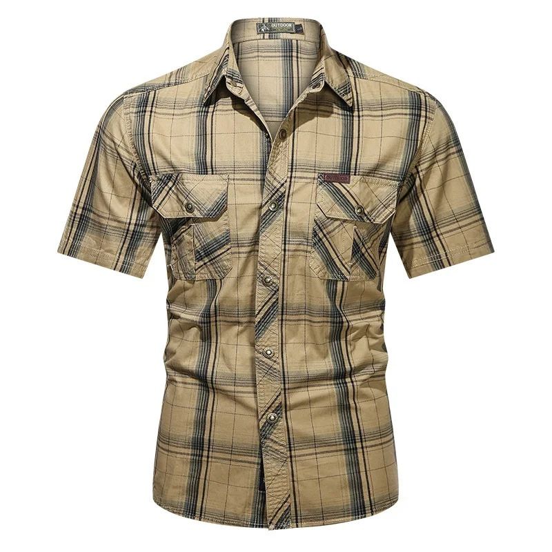 Compton flannel shirt in Khaki (Short Sleeves)