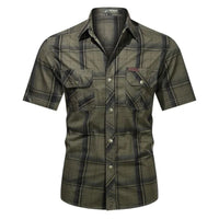 Compton flannel shirt in Army Green (Short Sleeves)