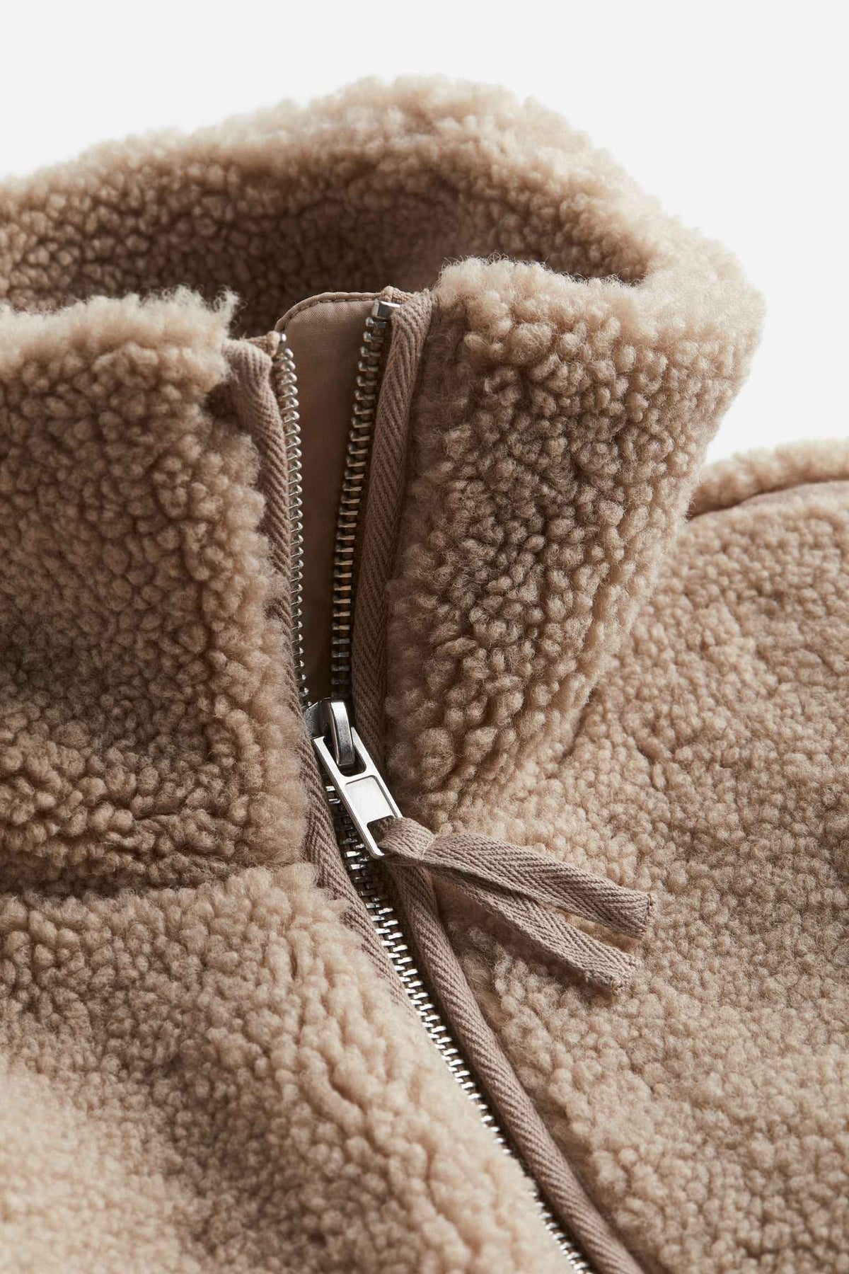 Loveday | Women's Teddy Zip-Up Coat White and Brown