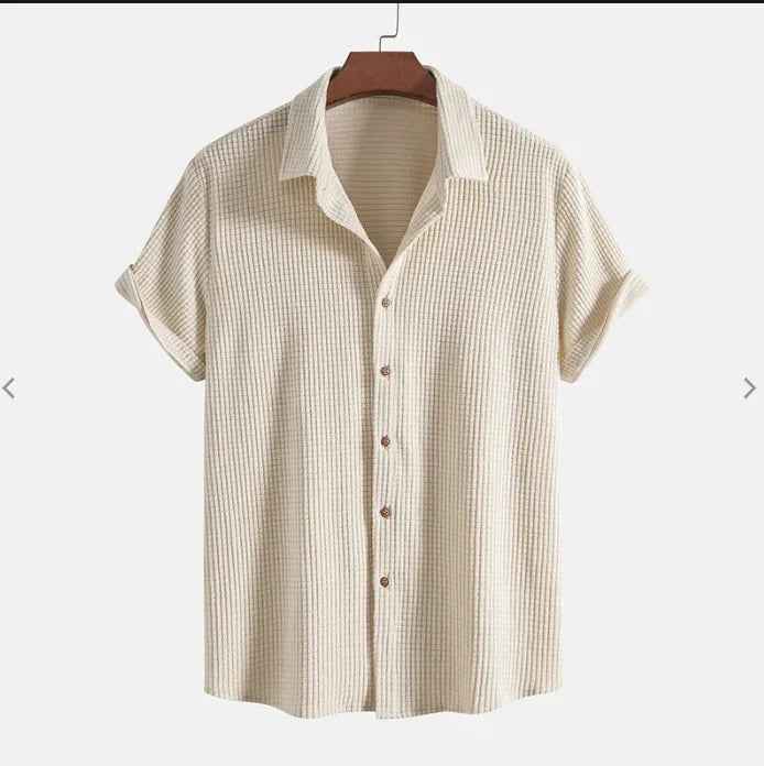 Oliver | Waffle Knit Short Sleeve Button-Up Shirt
