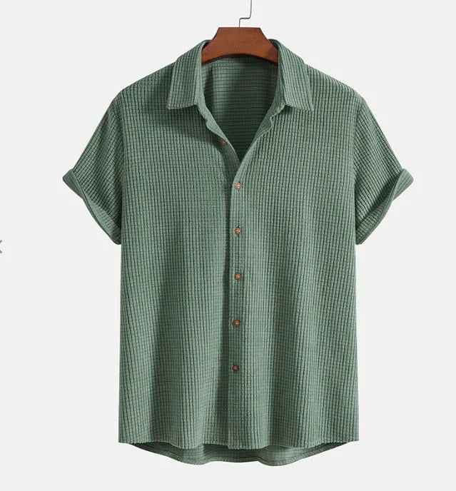 Oliver | Waffle Knit Short Sleeve Button-Up Shirt