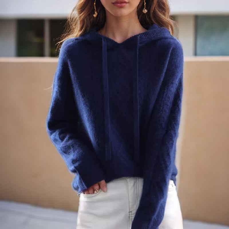 Isolde | Women's Cable Knit Pullover Hoodie Long Sleeve