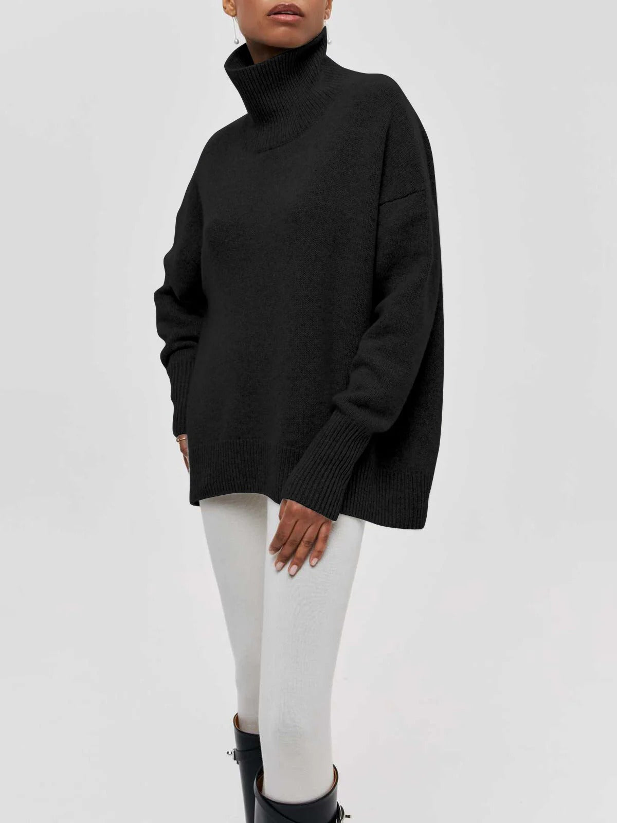 Clarisse oversized turtleneck jumper in Black