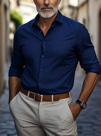 Piers men's navy blue long sleeve button-up shirt
